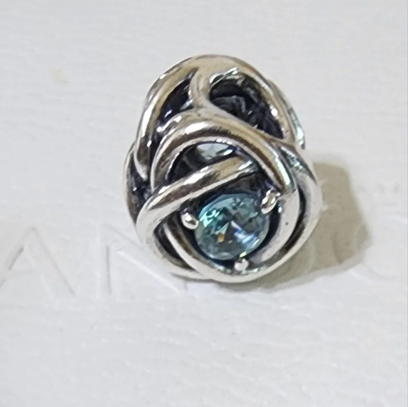 Pandora March Sea Aqua Blue Eternity Circle Charm - Picture 5 of 11